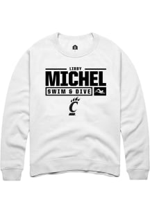 Libby Michel  Rally Cincinnati Bearcats Mens White NIL Stacked Box Long Sleeve Crew Sweatshirt