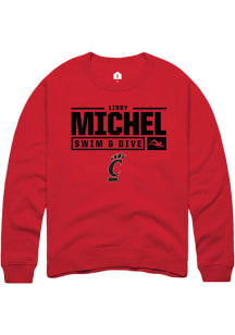 Libby Michel  Rally Cincinnati Bearcats Mens Red NIL Stacked Box Long Sleeve Crew Sweatshirt