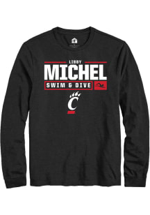 Libby Michel  Cincinnati Bearcats Black Rally NIL Stacked Box Long Sleeve T Shirt