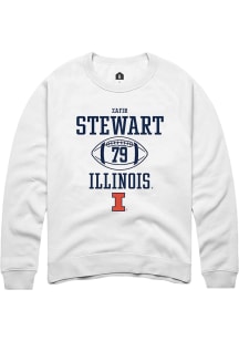 Zafir Stewart  Rally Illinois Fighting Illini Mens White NIL Sport Icon Long Sleeve Crew Sweatshir..