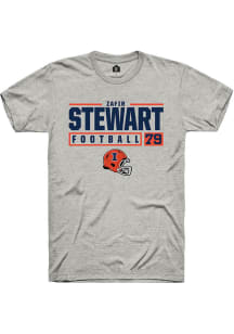 Zafir Stewart  Illinois Fighting Illini Ash Rally NIL Stacked Box Short Sleeve T Shirt