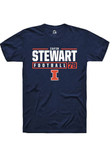 Zafir Stewart  Illinois Fighting Illini Navy Blue Rally NIL Stacked Box Short Sleeve T Shirt