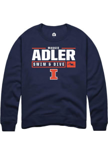 Maggie Adler  Rally Illinois Fighting Illini Mens Navy Blue NIL Stacked Box Long Sleeve Crew Sweat..