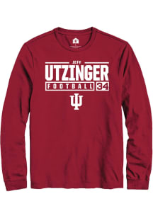 Jeff Utzinger  Indiana Hoosiers Red Rally NIL Stacked Box Long Sleeve T Shirt