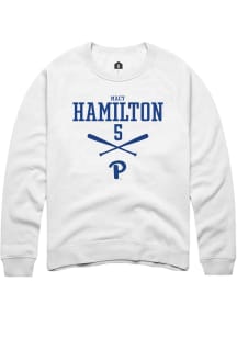 Macy Hamilton  Rally Pitt Panthers Mens White NIL Sport Icon Long Sleeve Crew Sweatshirt