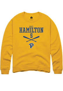 Macy Hamilton  Rally Pitt Panthers Mens Gold NIL Sport Icon Long Sleeve Crew Sweatshirt