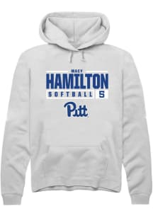 Macy Hamilton  Rally Pitt Panthers Mens White NIL Stacked Box Long Sleeve Hoodie