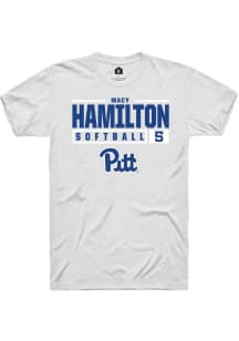 Macy Hamilton  Pitt Panthers White Rally NIL Stacked Box Short Sleeve T Shirt