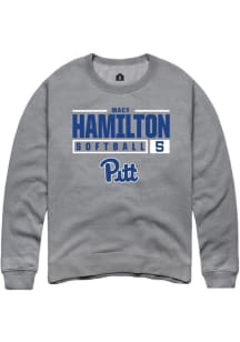 Macy Hamilton  Rally Pitt Panthers Mens Graphite NIL Stacked Box Long Sleeve Crew Sweatshirt