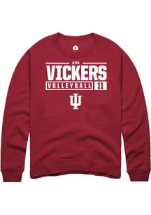 Ava Vickers  Rally Indiana Hoosiers Mens Red NIL Stacked Box Long Sleeve Crew Sweatshirt