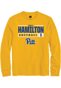 Macy Hamilton  Pitt Panthers Gold Rally NIL Stacked Box Long Sleeve T Shirt