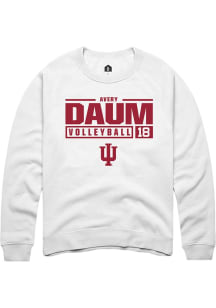 Avery Daum  Rally Indiana Hoosiers Mens White NIL Stacked Box Long Sleeve Crew Sweatshirt