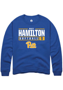 Macy Hamilton  Rally Pitt Panthers Mens Blue NIL Stacked Box Long Sleeve Crew Sweatshirt
