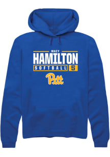 Macy Hamilton  Rally Pitt Panthers Mens Blue NIL Stacked Box Long Sleeve Hoodie