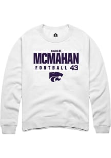 Kaden McMahan  Rally K-State Wildcats Mens White NIL Stacked Box Long Sleeve Crew Sweatshirt