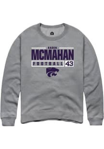 Kaden McMahan  Rally K-State Wildcats Mens Graphite NIL Stacked Box Long Sleeve Crew Sweatshirt