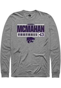 Kaden McMahan  K-State Wildcats Graphite Rally NIL Stacked Box Long Sleeve T Shirt