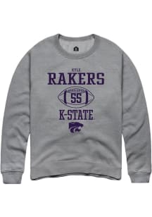 Kyle Rakers  Rally K-State Wildcats Mens Graphite NIL Sport Icon Long Sleeve Crew Sweatshirt