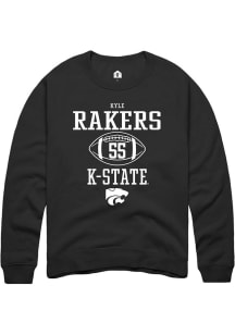 Kyle Rakers  Rally K-State Wildcats Mens Black NIL Sport Icon Long Sleeve Crew Sweatshirt