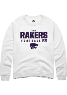 Kyle Rakers  Rally K-State Wildcats Mens White NIL Stacked Box Long Sleeve Crew Sweatshirt