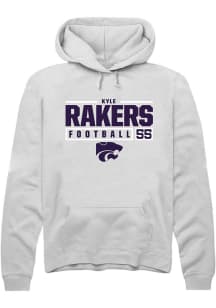 Kyle Rakers  Rally K-State Wildcats Mens White NIL Stacked Box Long Sleeve Hoodie