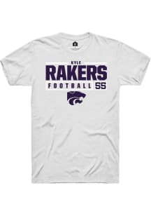 Kyle Rakers  K-State Wildcats White Rally NIL Stacked Box Short Sleeve T Shirt