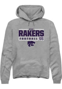 Kyle Rakers  Rally K-State Wildcats Mens Graphite NIL Stacked Box Long Sleeve Hoodie