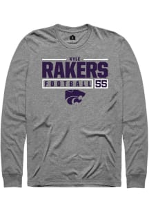 Kyle Rakers  K-State Wildcats Graphite Rally NIL Stacked Box Long Sleeve T Shirt