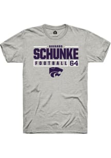 Navarro Schunke  K-State Wildcats Ash Rally NIL Stacked Box Short Sleeve T Shirt