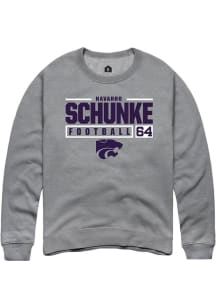 Navarro Schunke  Rally K-State Wildcats Mens Graphite NIL Stacked Box Long Sleeve Crew Sweatshirt