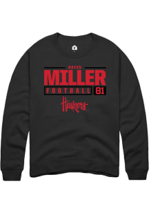 Hayes Miller  Rally Nebraska Cornhuskers Mens Black NIL Stacked Box Long Sleeve Crew Sweatshirt