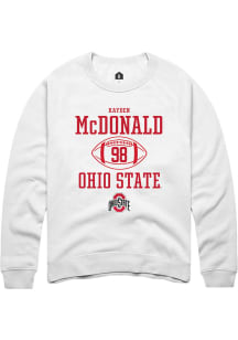 Kayden McDonald  Rally Ohio State Buckeyes Mens White NIL Sport Icon Long Sleeve Crew Sweatshirt