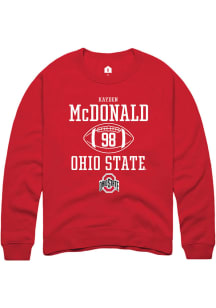 Kayden McDonald  Rally Ohio State Buckeyes Mens Red NIL Sport Icon Long Sleeve Crew Sweatshirt