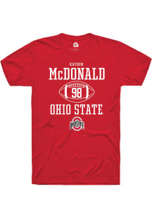 Kayden McDonald  Ohio State Buckeyes Red Rally NIL Sport Icon Short Sleeve T Shirt