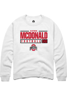 Kayden McDonald  Rally Ohio State Buckeyes Mens White NIL Stacked Box Long Sleeve Crew Sweatshirt