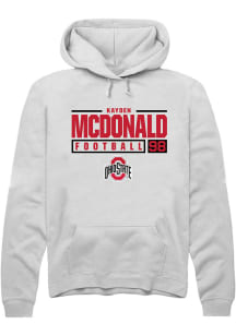 Kayden McDonald  Rally Ohio State Buckeyes Mens White NIL Stacked Box Long Sleeve Hoodie