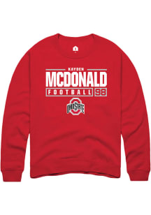 Kayden McDonald  Rally Ohio State Buckeyes Mens Red NIL Stacked Box Long Sleeve Crew Sweatshirt