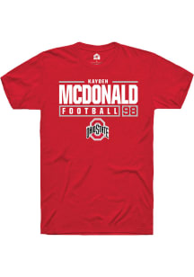 Kayden McDonald  Ohio State Buckeyes Red Rally NIL Stacked Box Short Sleeve T Shirt