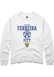 Santiago Ferreira  Rally Pitt Panthers Mens White NIL Sport Icon Long Sleeve Crew Sweatshirt