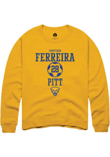Santiago Ferreira  Rally Pitt Panthers Mens Gold NIL Sport Icon Long Sleeve Crew Sweatshirt