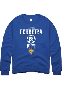 Santiago Ferreira  Rally Pitt Panthers Mens Blue NIL Sport Icon Long Sleeve Crew Sweatshirt