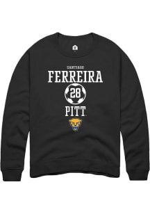 Santiago Ferreira  Rally Pitt Panthers Mens Black NIL Sport Icon Long Sleeve Crew Sweatshirt