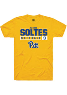 Sandra Soltes  Pitt Panthers Gold Rally NIL Stacked Box Short Sleeve T Shirt