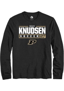 Riley Knudsen  Purdue Boilermakers Black Rally NIL Stacked Box Long Sleeve T Shirt