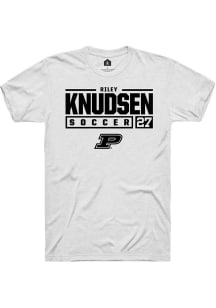 Riley Knudsen  Purdue Boilermakers White Rally NIL Stacked Box Short Sleeve T Shirt