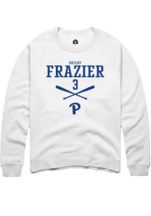 Shelby Frazier  Rally Pitt Panthers Mens White NIL Sport Icon Long Sleeve Crew Sweatshirt