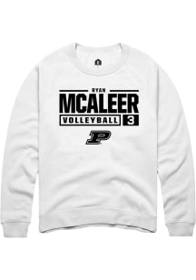 Ryan McAleer  Rally Purdue Boilermakers Mens White NIL Stacked Box Long Sleeve Crew Sweatshirt