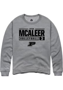 Ryan McAleer  Rally Purdue Boilermakers Mens Graphite NIL Stacked Box Long Sleeve Crew Sweatshirt