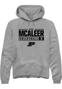 Ryan McAleer  Rally Purdue Boilermakers Mens Graphite NIL Stacked Box Long Sleeve Hoodie