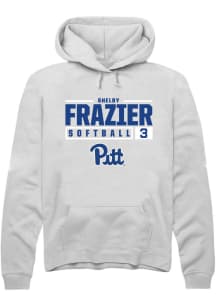 Shelby Frazier  Rally Pitt Panthers Mens White NIL Stacked Box Long Sleeve Hoodie